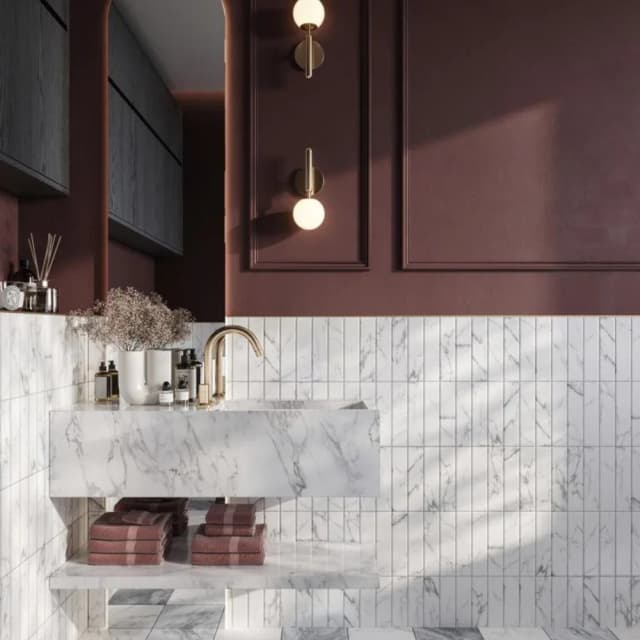 Damasco Marble Bianco Carrara 6x25