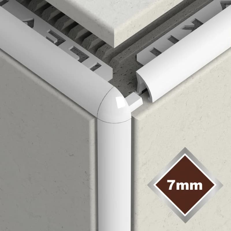 TileRite 7mm White Corners (2pk)