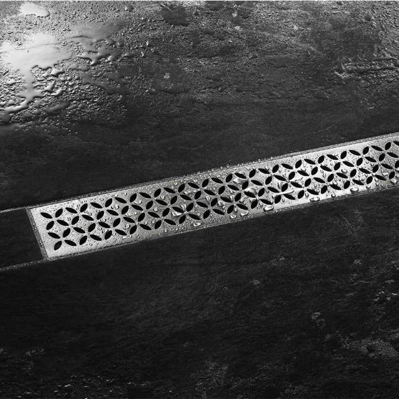 Schluter KERDI-LINE-IF-E Brushed Stainless Steel Grate Floral Design