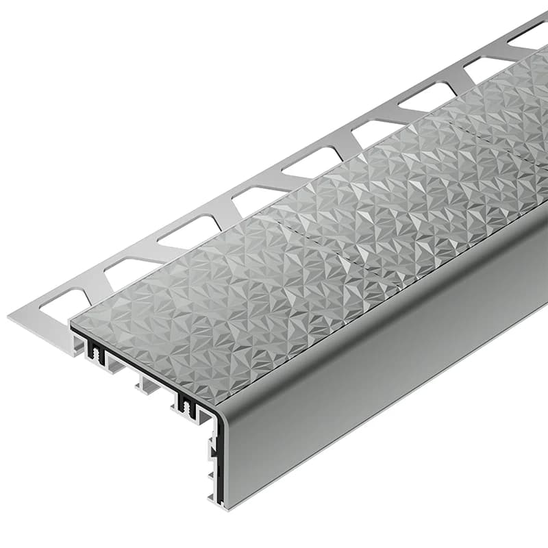Schluter-TREP-V 60 Light Grey Anodised Aluminium Stair Nosing Profile 3m