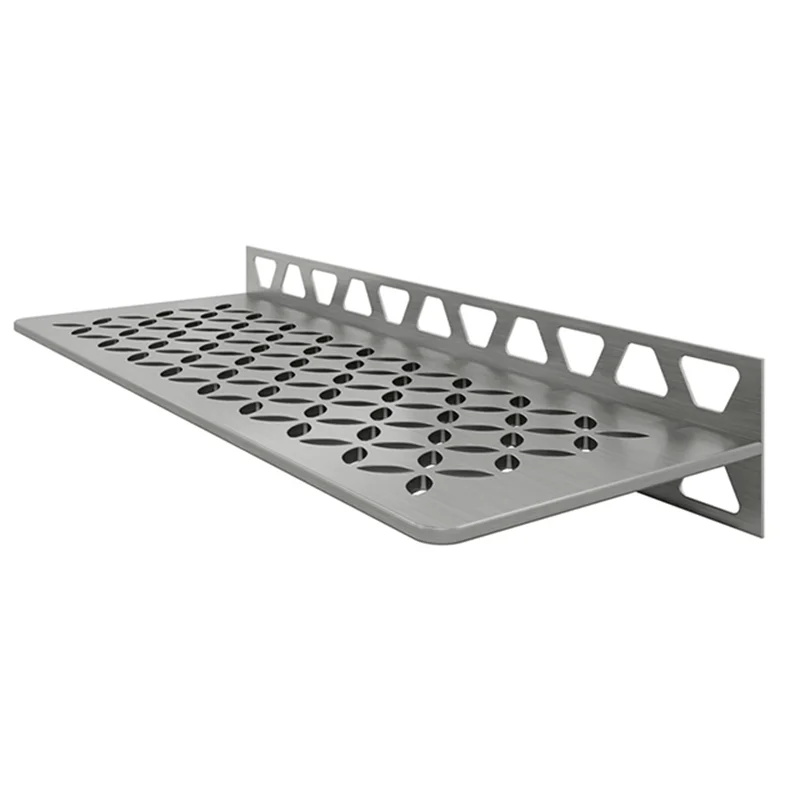 Schluter SHELF-W-S1 Brushed Stainless Steel Floral Design Tile In Shelf