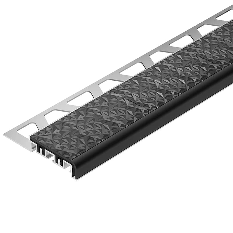 Schluter-TREP-V 42 Joint Grey Anodised Aluminium Stair Nosing Profile 2m