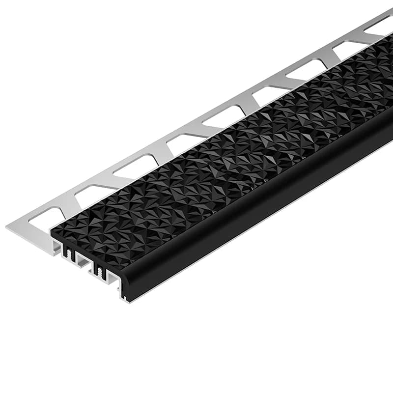 Schluter-TREP-V 42 Matt Graphite Black Anodised Aluminium Stair Nosing Profile 2m