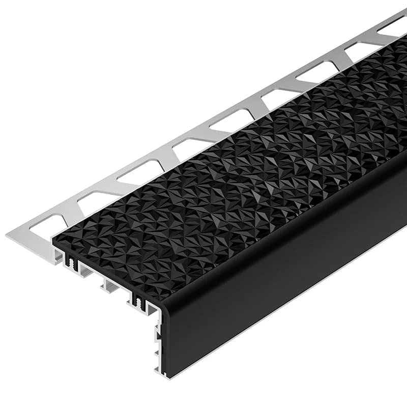 Schluter-TREP-V 60 Matt Graphite Black Anodised Aluminium Stair Nosing Profile 2m