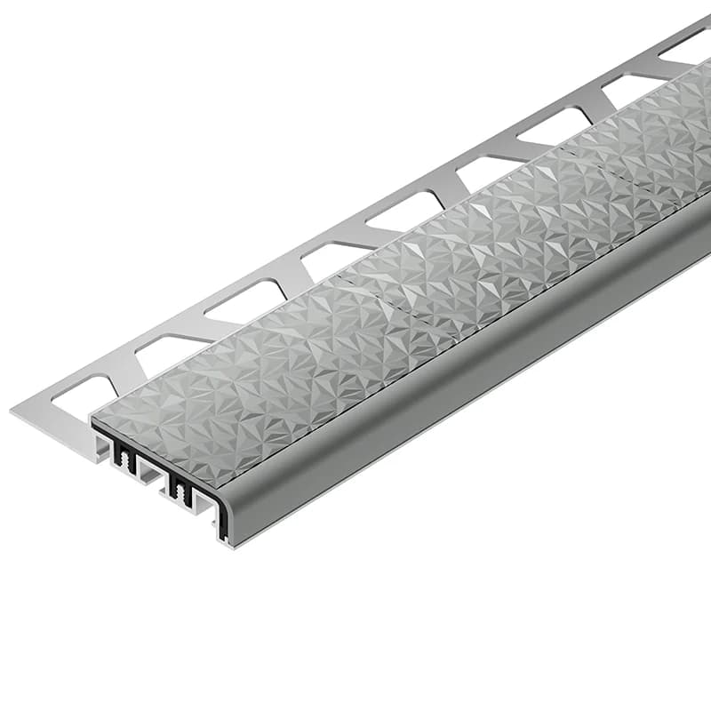 Schluter-TREP-V 42 Light Grey Anodised Aluminium Stair Nosing Profile 1.5m