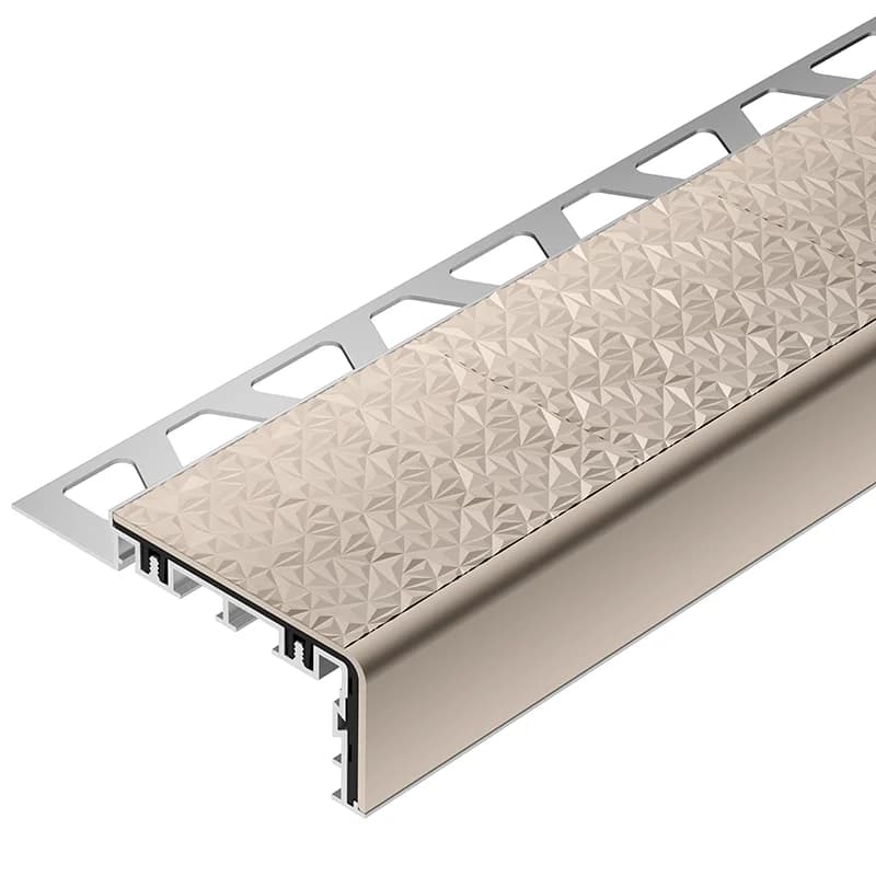 Schluter-TREP-V 60 Soft Peach Anodised Aluminium Stair Nosing Profile 2m