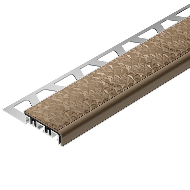 Schluter-TREP-V 42 Light Beige Anodised Aluminium Stair Nosing Profile 3m