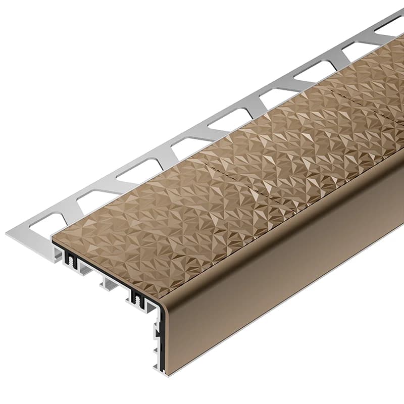 Schluter-TREP-V 60 Light Beige Anodised Aluminium Stair Nosing Profile 3m