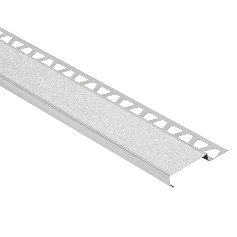 Schluter-TREP-G-B Brushed Stainless Steel Wide Stair Nosing Profile With R11 Transparent Anti-Slip Tread 2.5m
