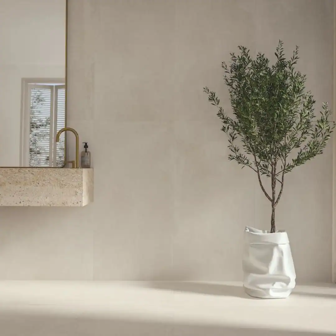 Osaka White concrete-effect tile for floors and walls