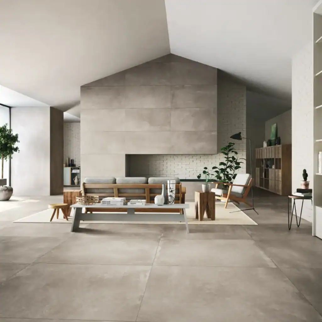 Osaka Mid Grey concrete-effect grey tile kitchen