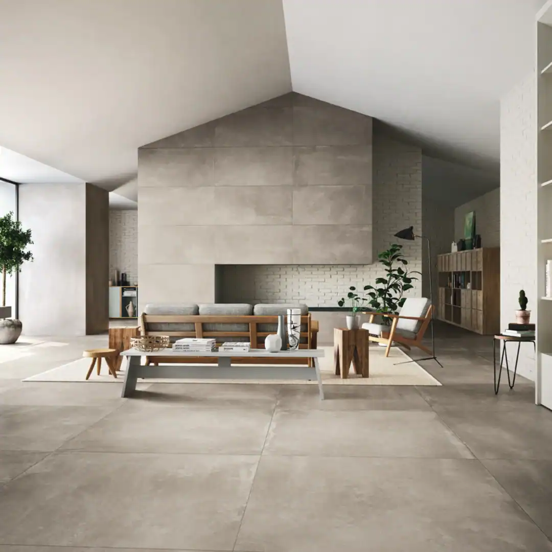Osaka Mid Grey concrete-effect grey tile kitchen