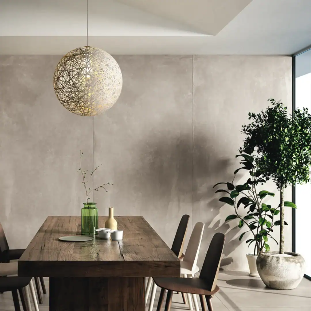 Osaka Mid Grey concrete-effect grey tile kitchen