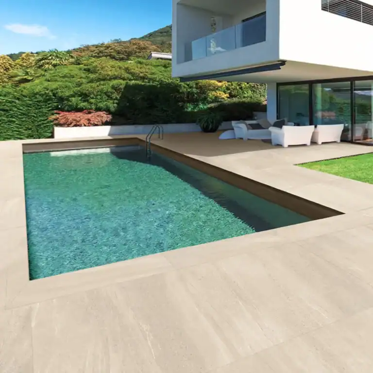 cream stone effect tile Pietra Savona White 60x60 Setting