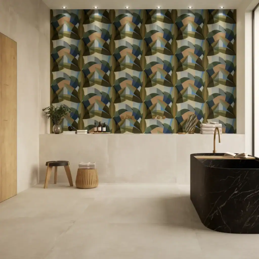 Osaka Avorio concrete-effect beige tile bathroom