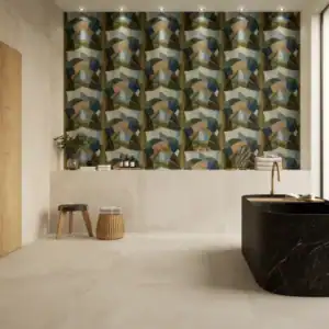 Osaka Avorio concrete-effect beige tile bathroom