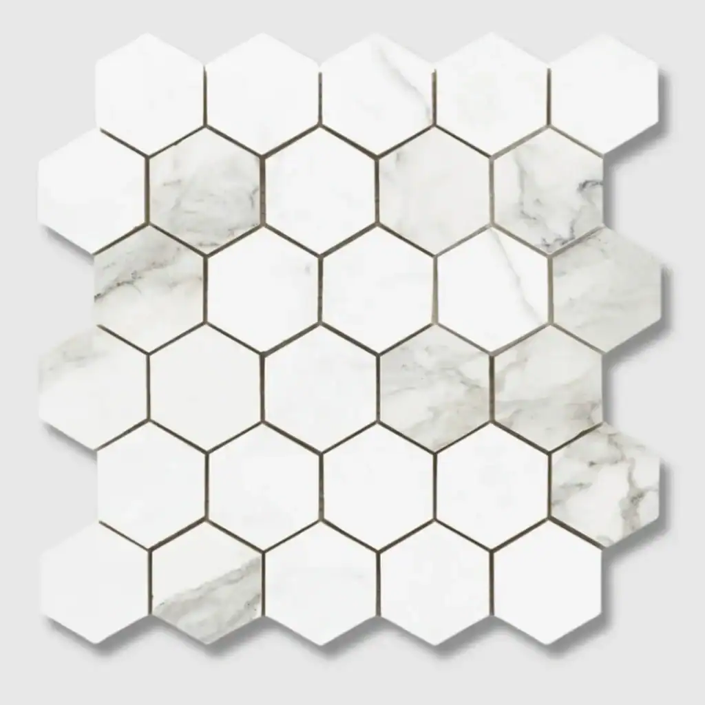 Monarch Hex matt mosaic 30x30 tile Monarch Hex gloss mosaic 30x30 tile
