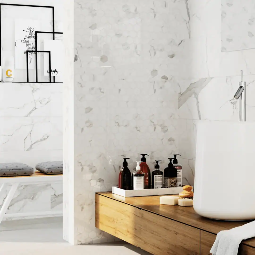 Monarch Hex mosaic polished 30x30 Setting