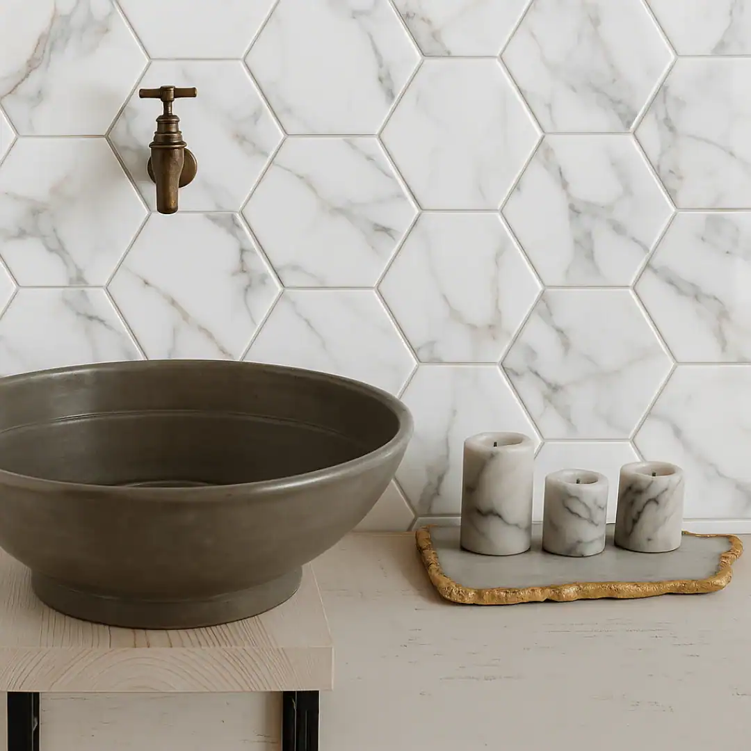 Monarch Hex mosaic matt 30x30 Setting