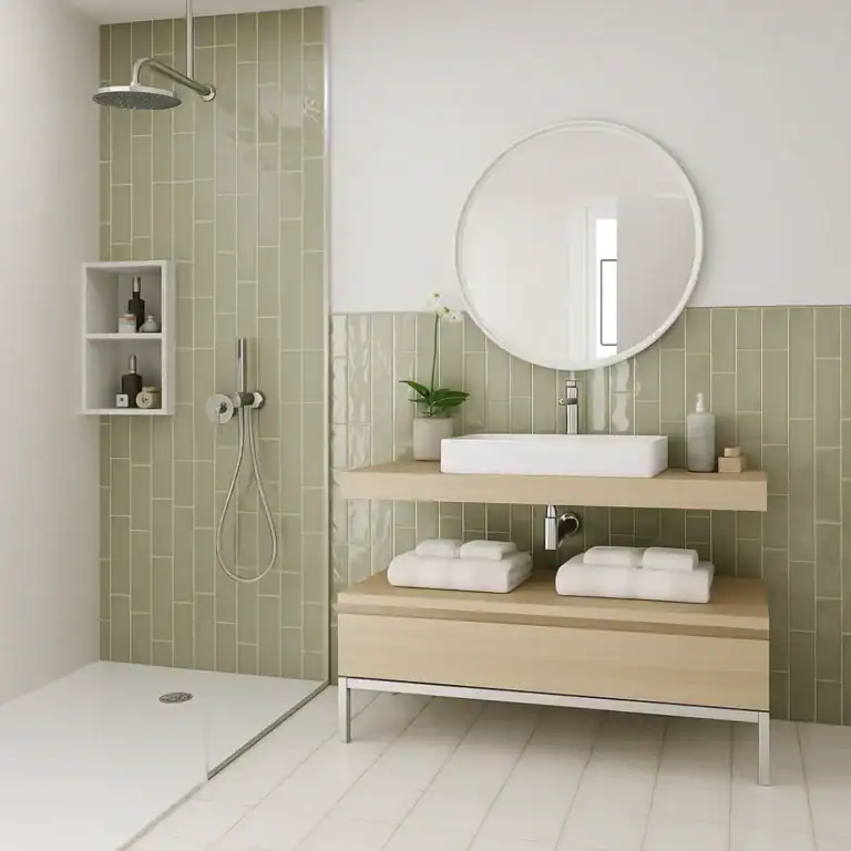 Provence Mist Green 6.5x40 setting Pastel Ceramic Tiles