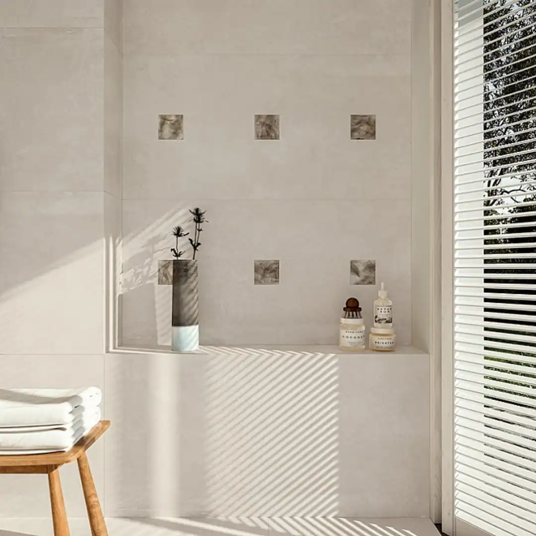 Osaka White concrete-effect tile for floors and walls