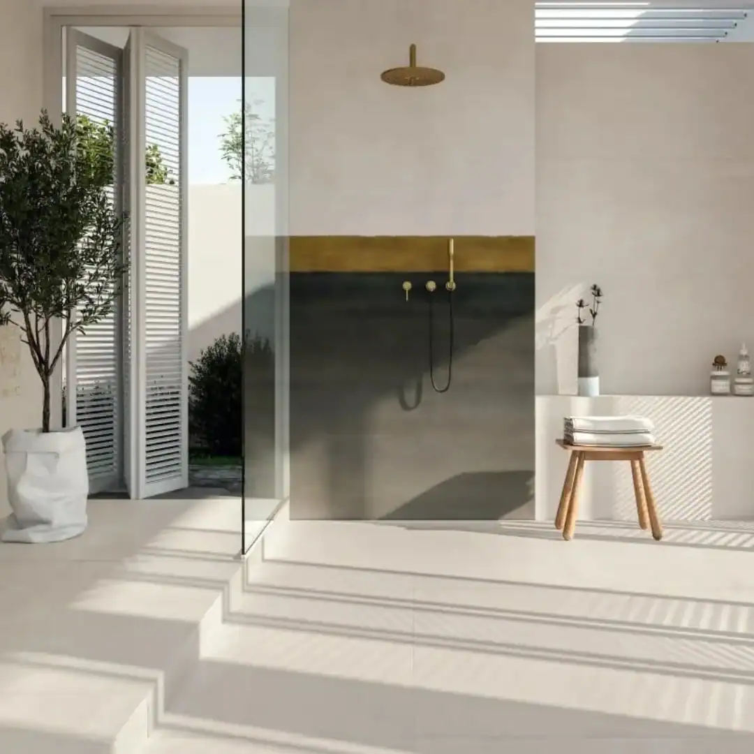 Osaka White concrete-effect tile for floors and walls