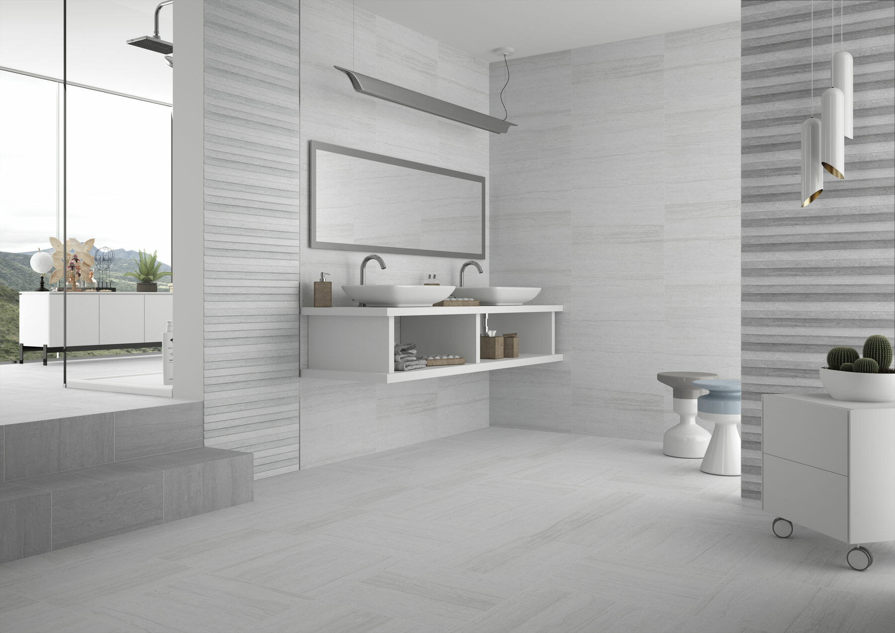 Denver white bathroom tiles