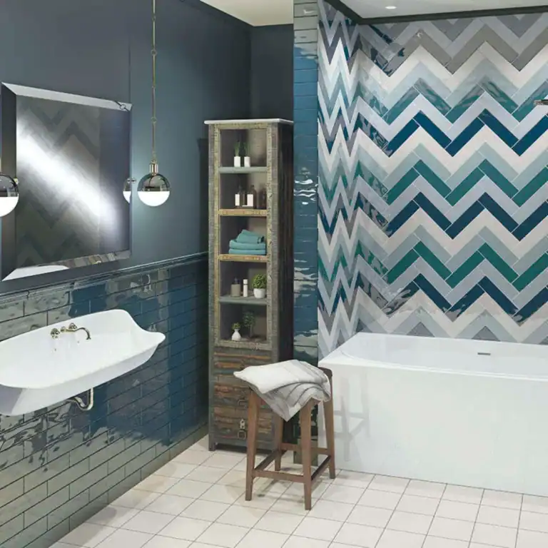 Oregon teal metro tile setting