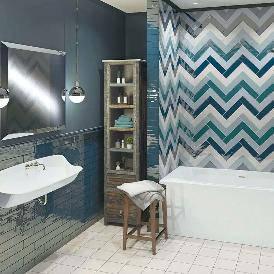 Oregon teal metro tile setting