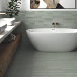 room showing Helsinki mint porcelain tiles, metro shaped.