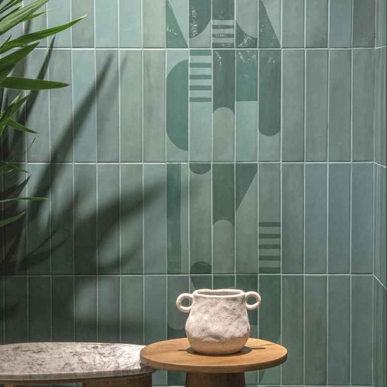 room showing Helsinki pine porcelain tiles, metro shaped.