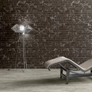 Edimburgh Black ceramic brick tile, marble effect