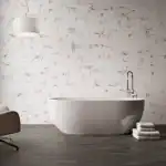 Edimburgh White ceramic brick tile, marble effect