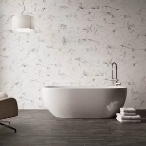 Edimburgh White ceramic brick tile, marble effect
