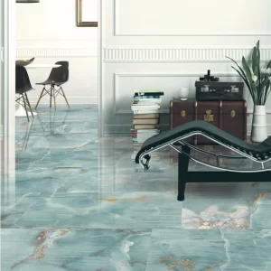 Elysian blue aqua marble effect porcelain tile gloss finish
