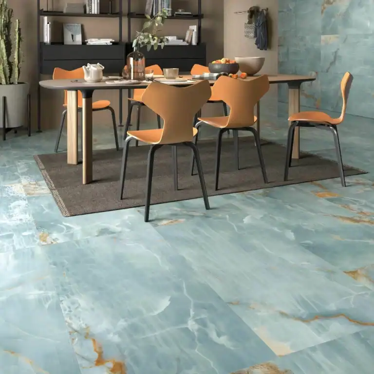 Elysian blue aqua marble effect porcelain tile matt finish
