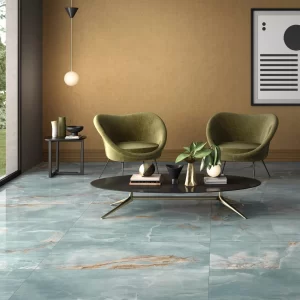 Elysian blue aqua marble effect porcelain tile gloss finish