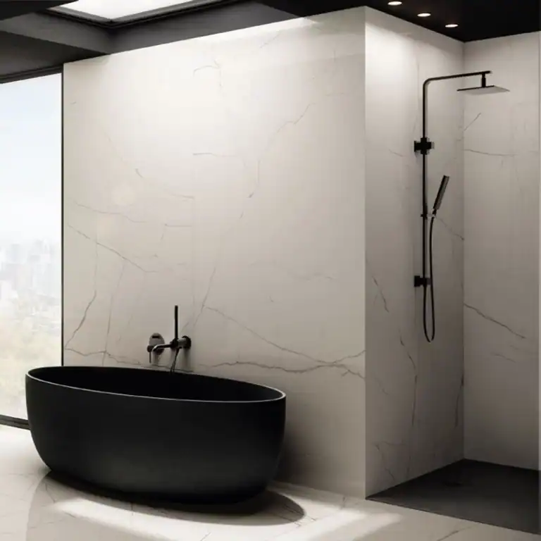 Ethereal porcelain white tile marble effect matt finish
