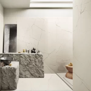 Ethereal porcelain white tile marble effect matt finish
