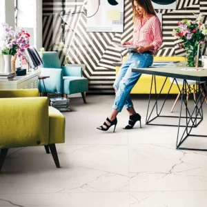 Ethereal porcelain white tile marble effect matt finish