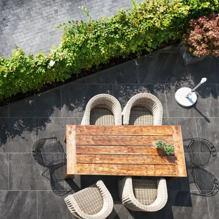 Europa Black stone effect porcelain outdoor tile