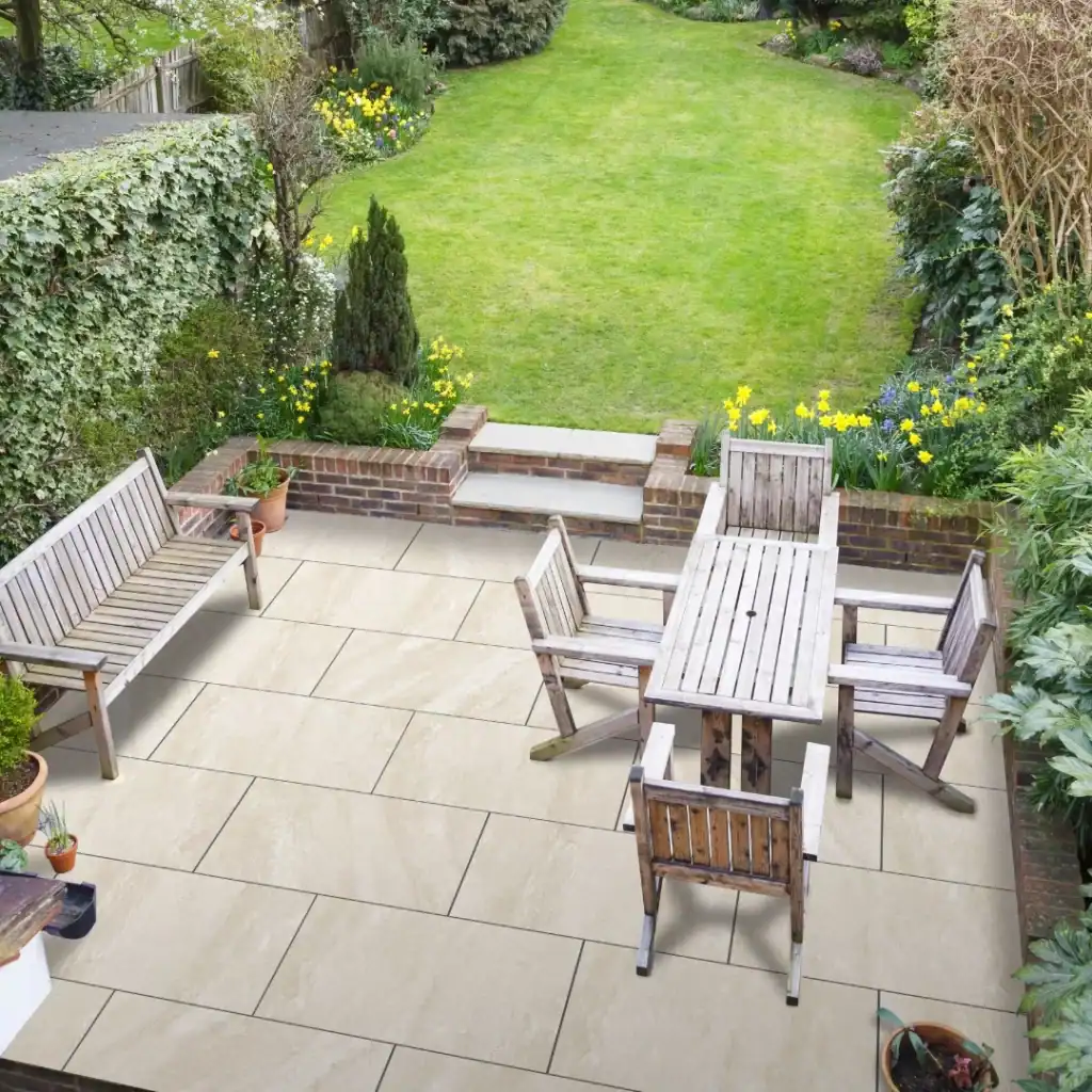 Europa White stone effect porcelain outdoor tile