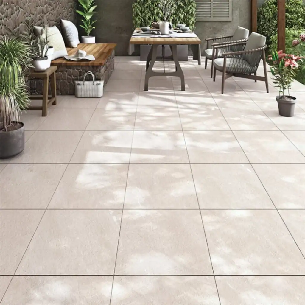 Europa White stone effect porcelain outdoor tile