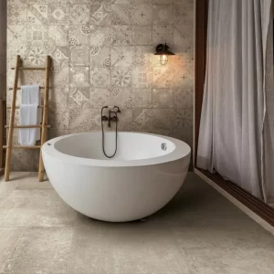 Florence Taupe Vintage porcelain tile with rustic chipped edges