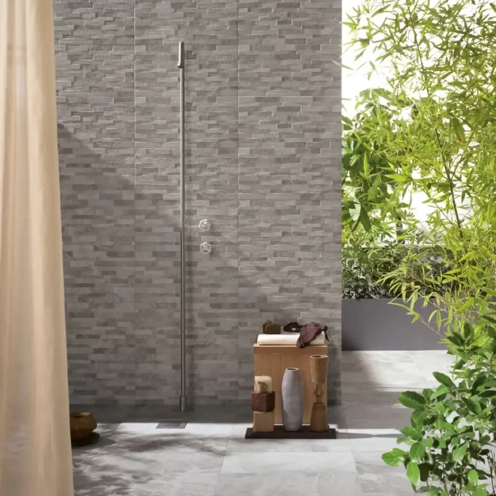 Fossilstone Grey Decor stone effect porcelain tile