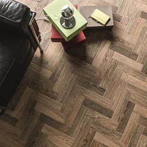 French Parquet Brun porcelain wood effect tiles