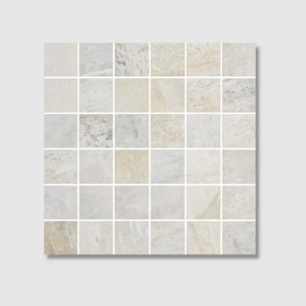 Garla Pearl quartzite stone effect porcelain tile mosaic