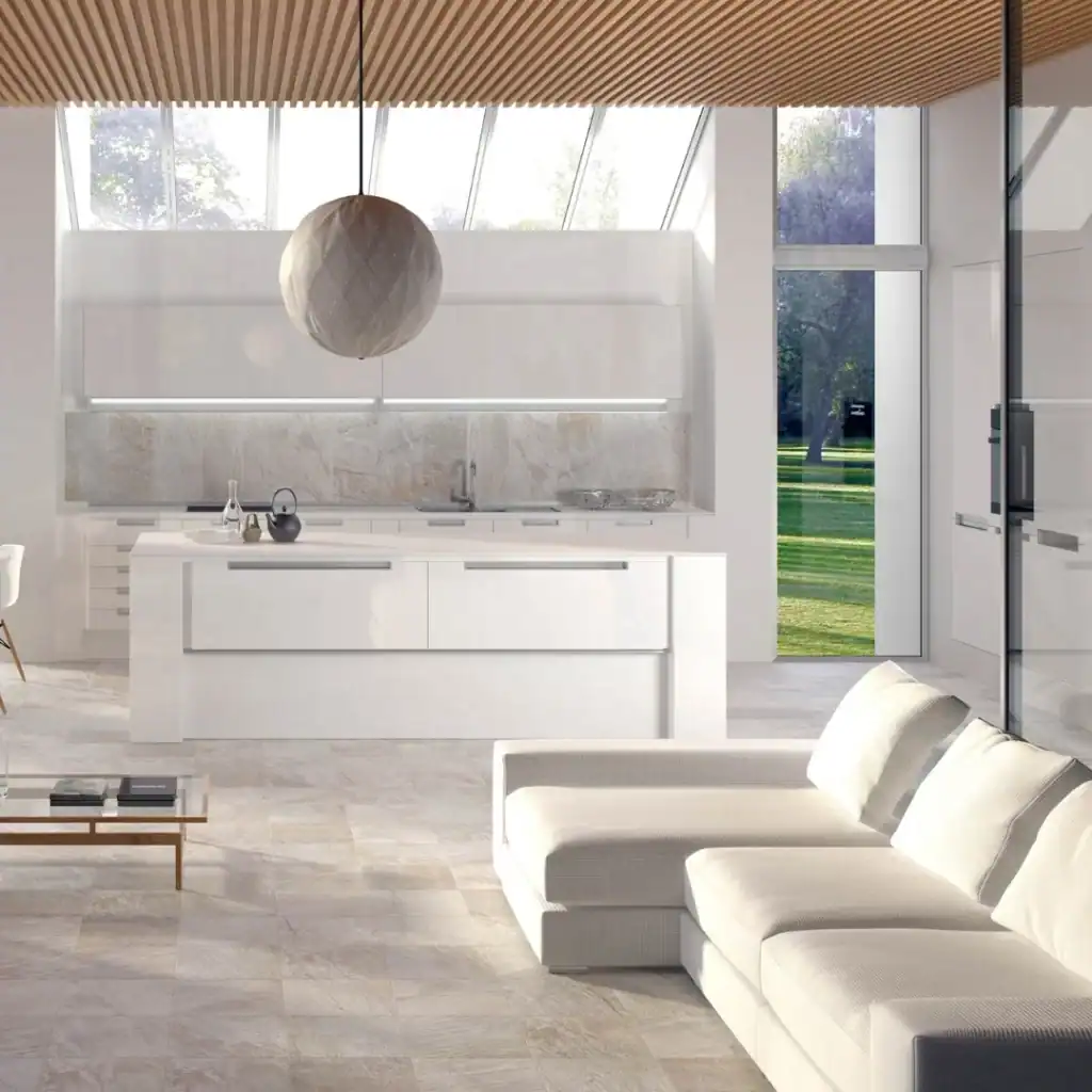 Garla Peral quartzite stone effect porcelain tile mosaic