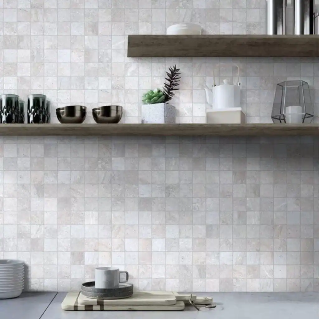 Garla Grey quartzite stone effect porcelain tile mosaic