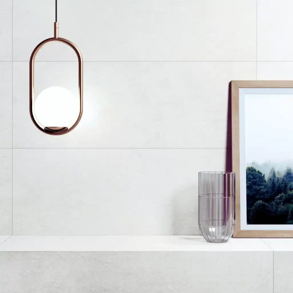 Grange White concrete effect ceramic tiles